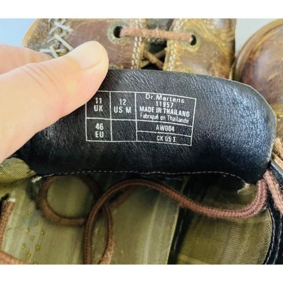 Dr. Marten's Air Brown Leather Distressed Patchwork Stitch Lace Sneaker - Picture 5 of 10